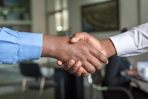 A partnership handshake